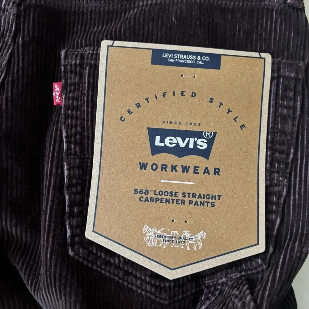 Levi’s 568 Straight Loose Fit Carpenter Corduroy Pant Men’s 32x32 Brown New